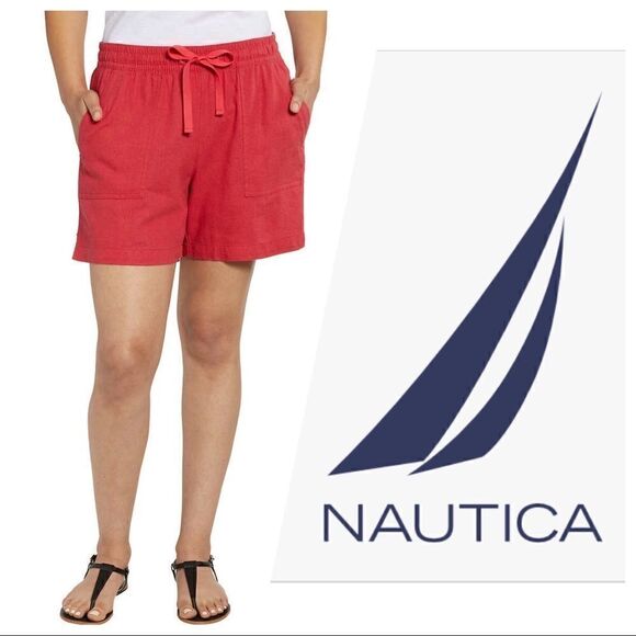 NWT! Nautica Womens Linen Blend Pull-On Easy to Wear Versatile Shorts - Picture 1 of 14